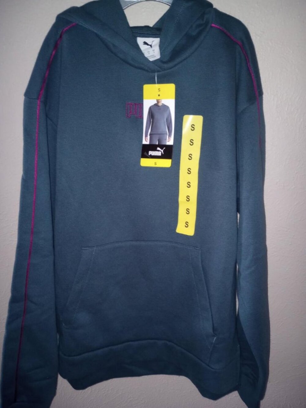 Puma Women's Size Small Blue Fleece Hoodie Pullover Sweatshirt NWT - Picture 2 of 5
